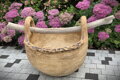 Unglazed Ceramic Bowl with Wood