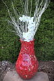 Red Hand-Hammered Ceramic Vase