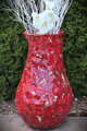 Red Hand-Hammered Ceramic Vase