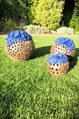 Set of blue-brown spheres