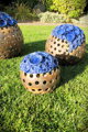 Set of blue-brown spheres