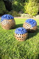 Set of blue-brown spheres