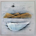 Yacht and rugged island