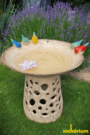 Bird Bath with Colorful Birds II