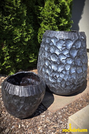 Set of Black Hand-Hammered Vases