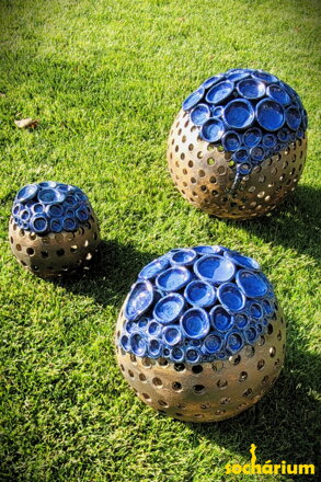 Set of blue-brown spheres