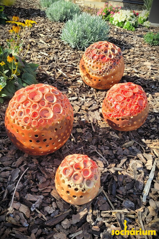 Set of red spheres