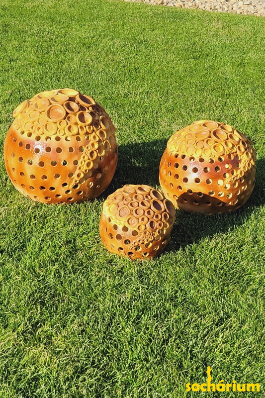 Set of orange spheres