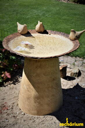 Drinking fountain with birds